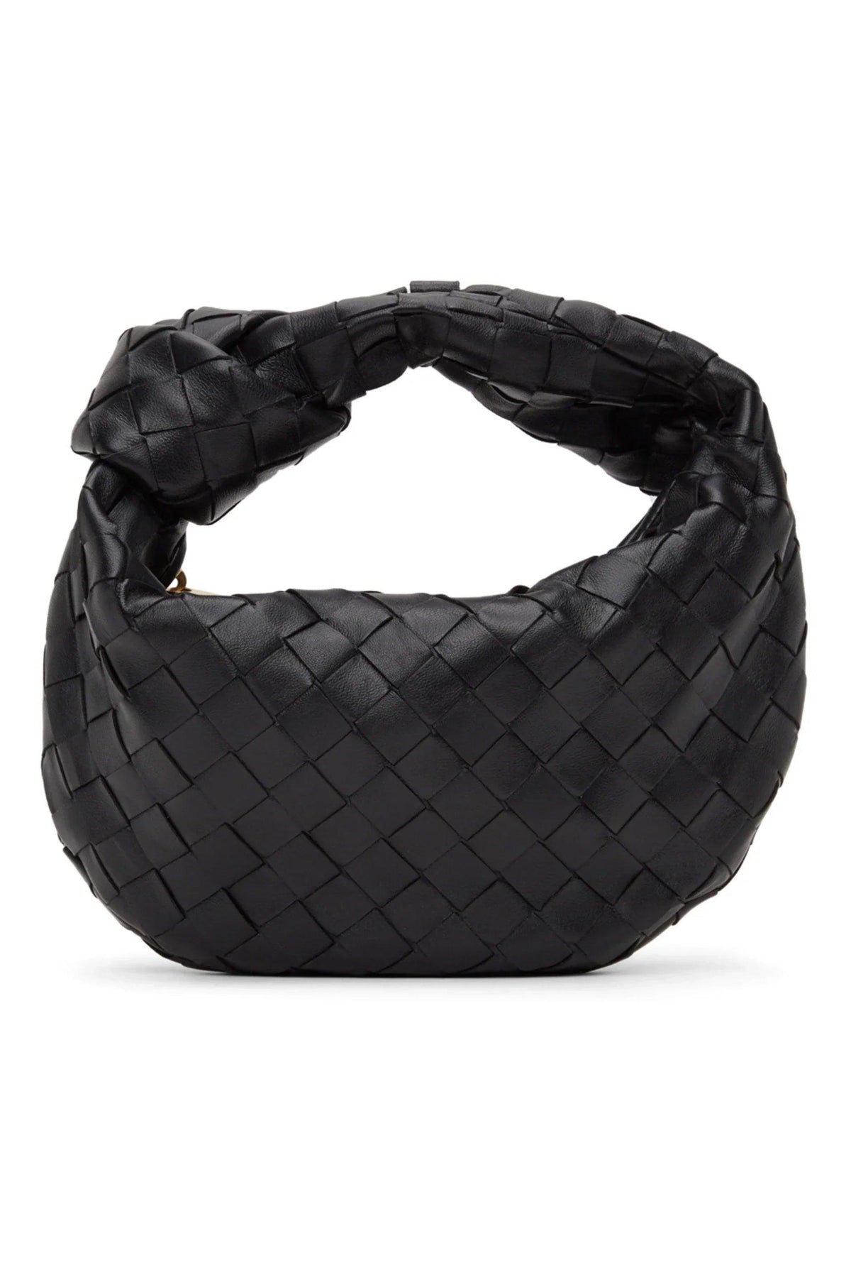 OutDazl - Leather Small Woven Knotted Clutch Joy in Black - OutDazl