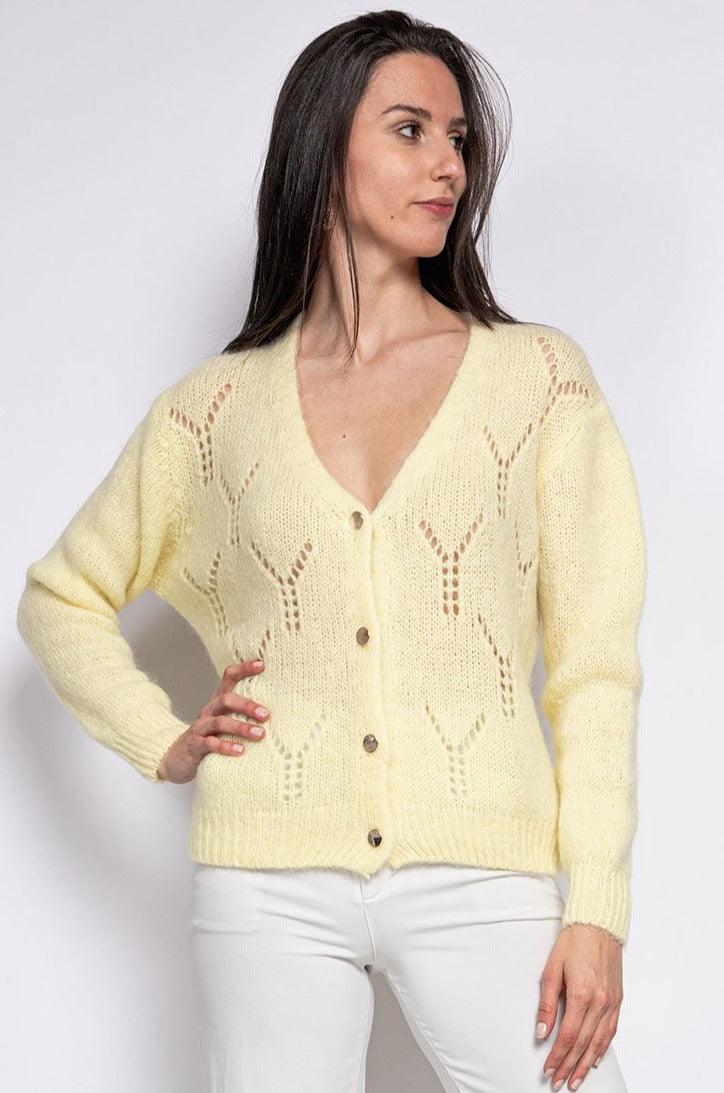 OutDazl - Lightweight Knit Cardigan with Gold Buttons - OutDazl