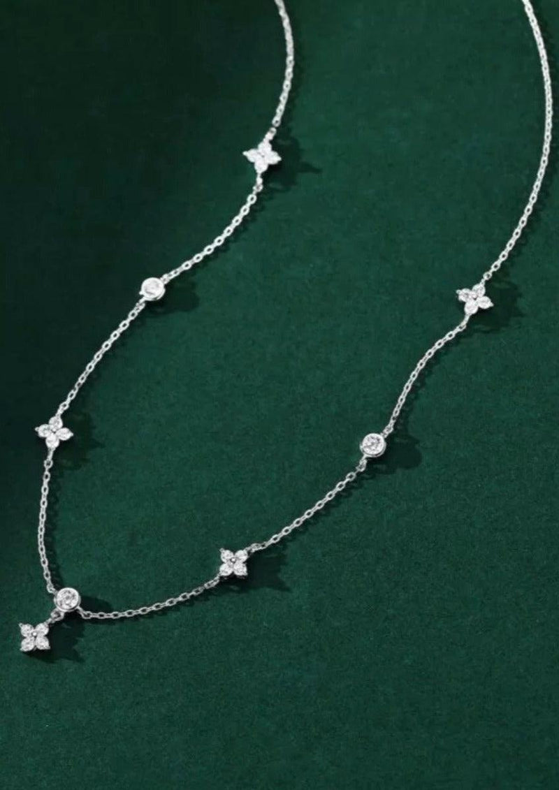 OutDazl - Link Chain Zircona Flower Necklace - OutDazl
