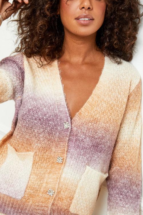 Outdazl - Lottie Ombre Cardigan in Beige/Taupe - OutDazl
