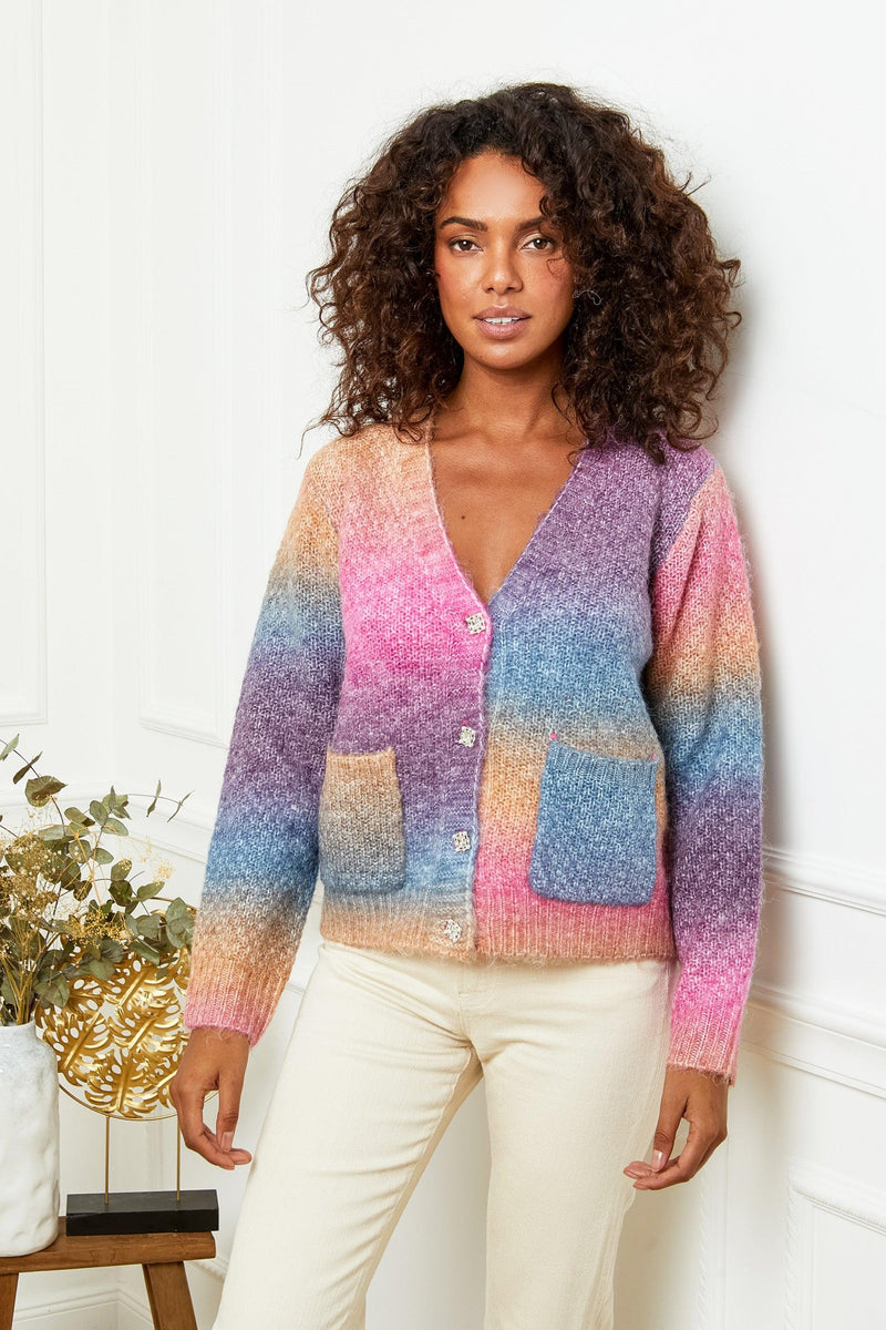 Outdazl - Lottie Ombre Cardigan in Fuschia/Violet - OutDazl