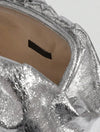 OutDazl - Metallic Gathered PU Clutch Bag in Silver - OutDazl