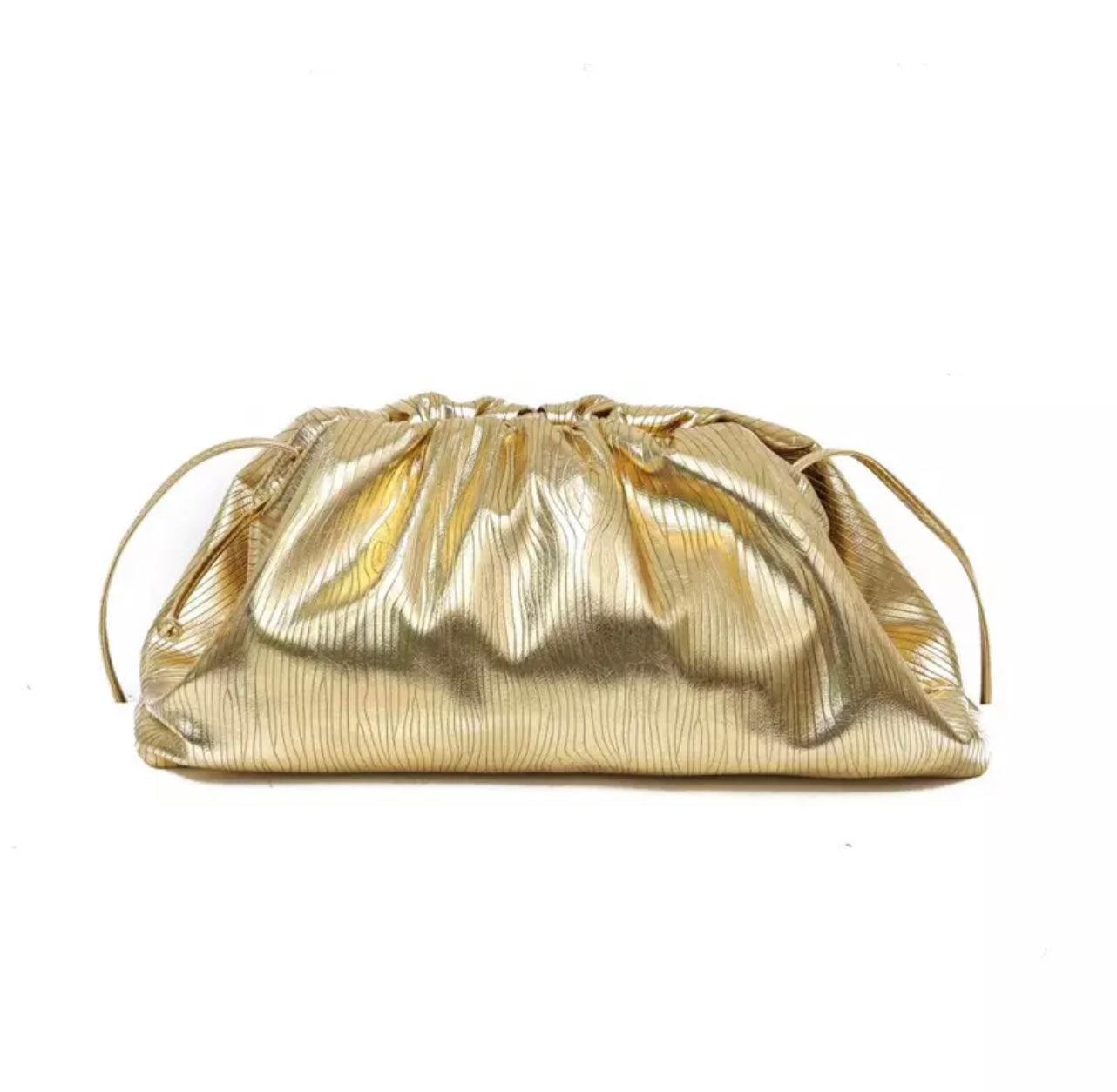 Metallised Gathered PU Clutch bag in Gold – OutDazl