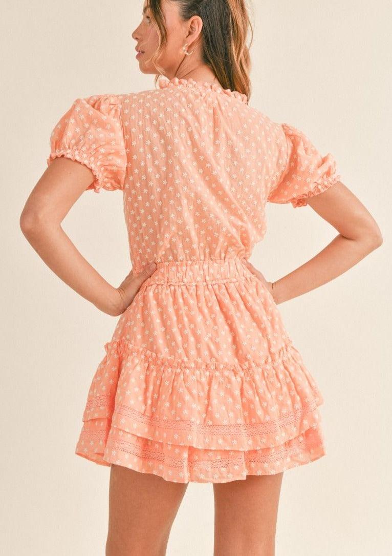 OutDazl - Mini Ruffled Tier Dress in Orange - OutDazl
