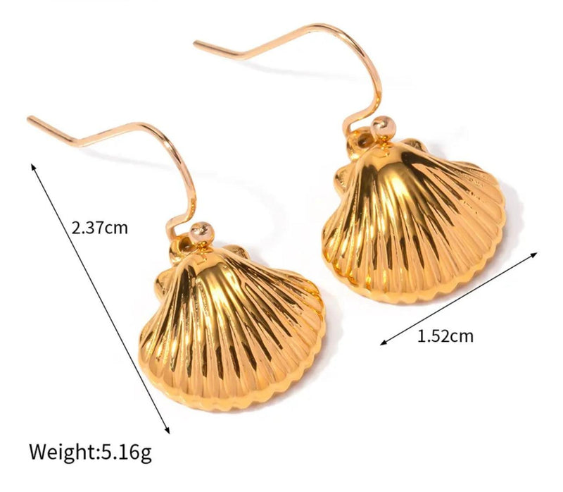 Outdazl - Mini Shell Gold Drop Earrings - OutDazl