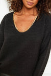 OutDazl - Mona Jumper with Chain Detail in Black - OutDazl