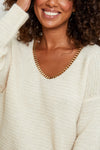 OutDazl - Mona Jumper with Chain Detail in Cream - OutDazl