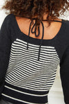 Outdazl - Monochrome Stripe Knit Jumper in Black - OutDazl