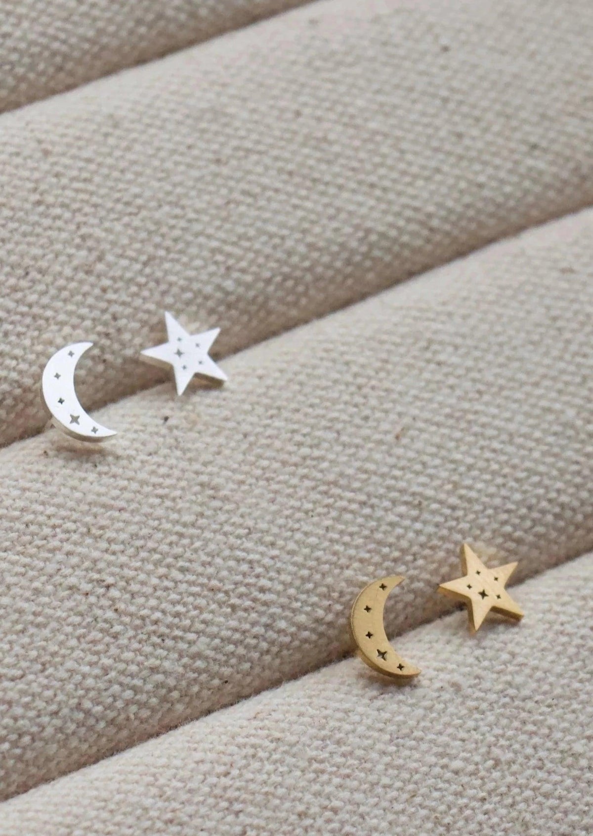 OutDazl - Moon and Star Stud Earrings - OutDazl
