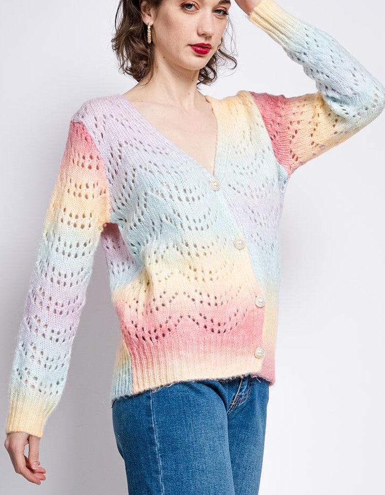 Outdazl - Ombre Rainbow knit Cardigan Ola - OutDazl