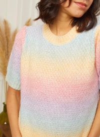 OutDazl - Ombre Rainbow knit short sleeve Jumper Faye - OutDazl