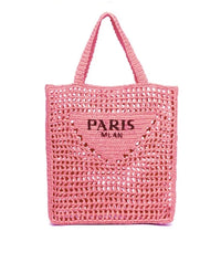 OutDazl - Paris Milano Woven Tote Bag in Pink - OutDazl