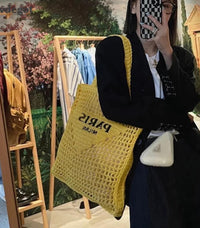 OutDazl - Paris Milano Woven Tote Bag in Yellow - OutDazl