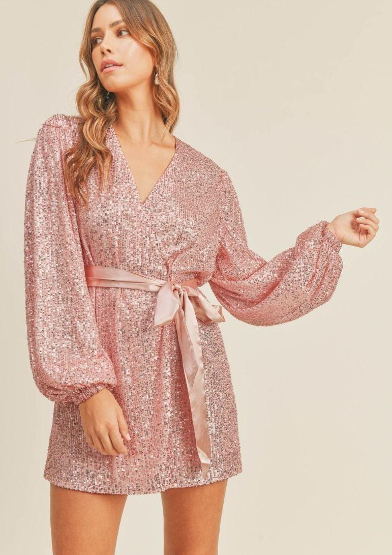OutDazl - Pink Sequin Mini Dress Clara - OutDazl