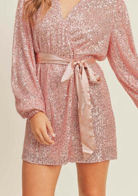 OutDazl - Pink Sequin Mini Dress Clara - OutDazl