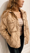 OutDazl - Quilted Shacket in Camel - OutDazl