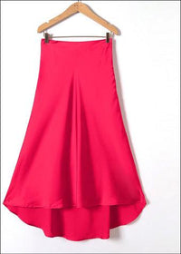 OutDazl - Satiny Midi Skirt in Fuchsia - OutDazl