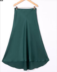 OutDazl - Satiny Midi Skirt in Green - OutDazl