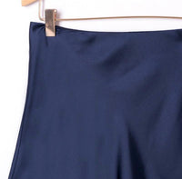 OutDazl - Satiny Midi Skirt in Navy - OutDazl