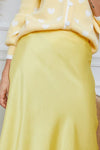 OutDazl - Satiny Midi Skirt in Yellow - OutDazl