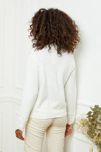 OutDazl - Scallop Trimmed Knit Jumper in White - OutDazl