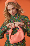OutDazl - Small Woven Knotted Clutch in Coral - OutDazl