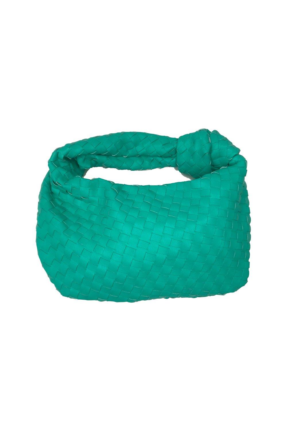 OutDazl - Small Woven Knotted Clutch in Emerald - OutDazl