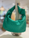 OutDazl - Small Woven Knotted Clutch in Emerald - OutDazl