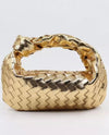 OutDazl - Small Woven Knotted Clutch in Metallic Gold - OutDazl
