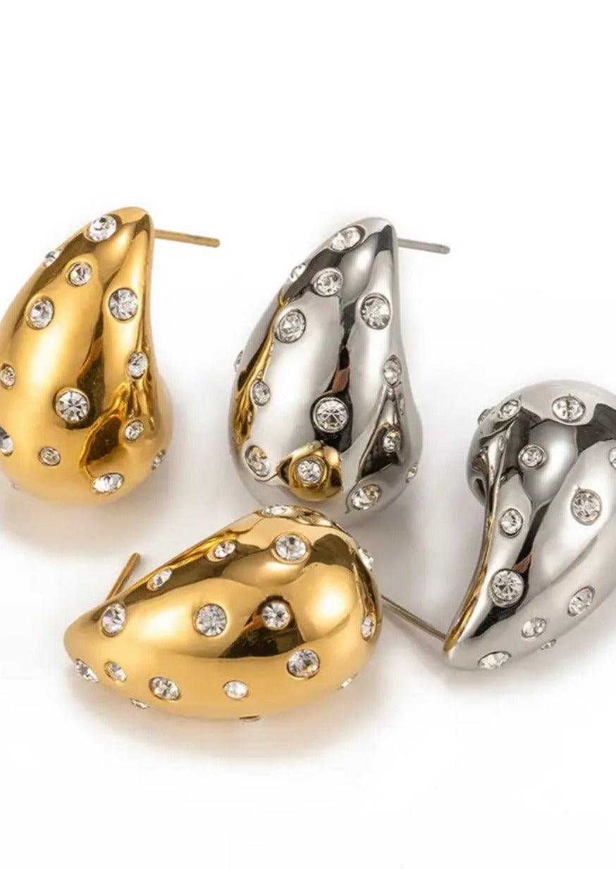OutDazl - Tear Drop Earrings with Rhinestones - OutDazl