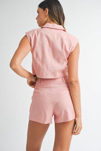 OutDazl - Waistcoat Shorts Co-ord in Pink - OutDazl
