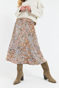 OutDazl - Zoe Satin Pink Print Skirt - OutDazl