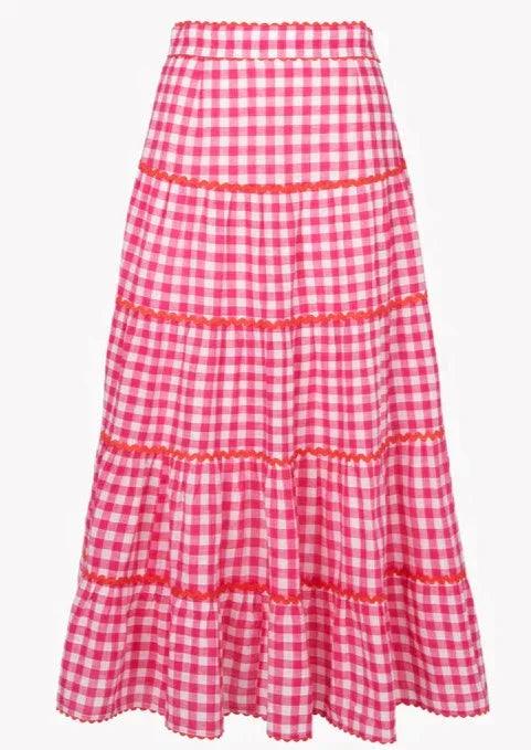Pink City Prints - Etta Skirt in Raspberry Gingham - OutDazl