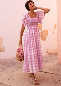 Pink City Prints - Lilac Gingham Lolita Dress - OutDazl
