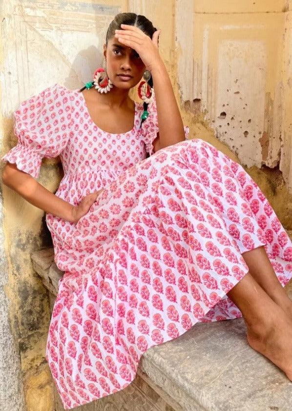 Pink City Prints - Millie Dress in Buta Mix - OutDazl