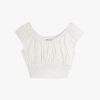 Pink City Prints - White Rah Rah Top in Broderie Anglais - OutDazl