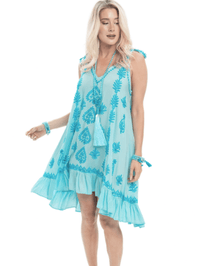 PRANELLA - Amal Slip Dress in Aqua - OutDazl