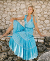 PRANELLA - Maxi Silky Slip Dress Cadiz in Turquoise - OutDazl