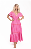 PRANELLA - Tilly Maxi Dress in Neon Pink - OutDazl