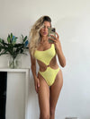 Reina Olga - Augusta Scrunch Swimsuit in Pastel Yellow - OutDazl
