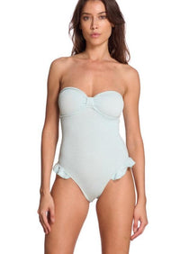 Reina Olga - Laila Scrunch Swimsuit in Baby Blue - OutDazl