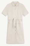 Rino & Pelle - Pacey Faux Leather Shirt Dress in Almond Milk - OutDazl