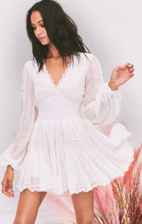 Rococo Sand - Mia Mini Dress in Off White - OutDazl