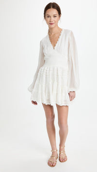 Rococo Sand - Mia Mini Dress in Off White - OutDazl