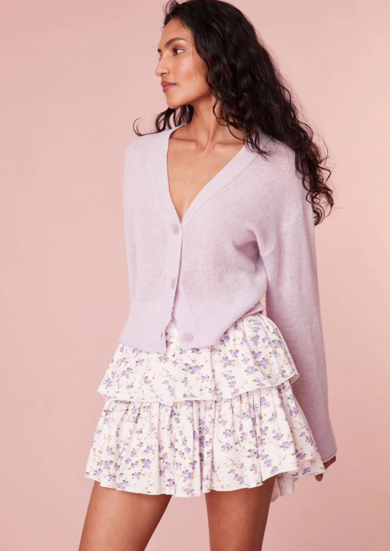 Ruffle Mini Skirt in Dusty Lavender