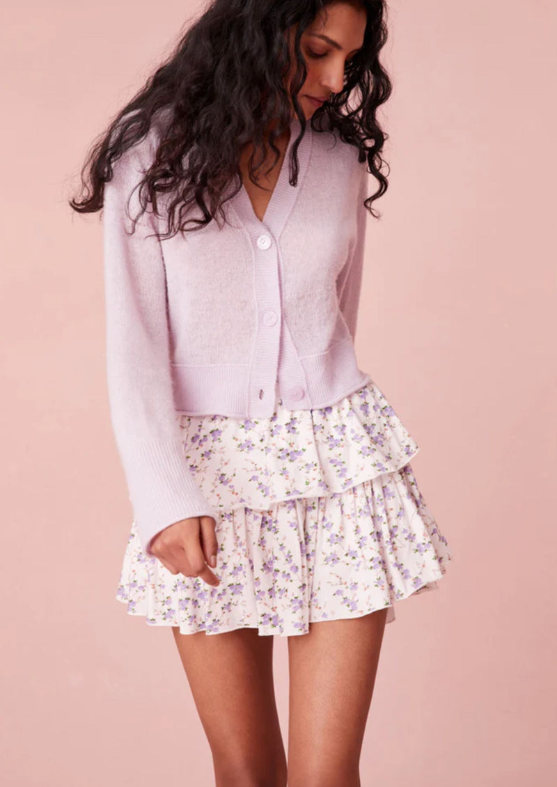 Ruffle Mini Skirt in Dusty Lavender