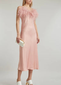 Sleeper Boheme feather-trim slip dress