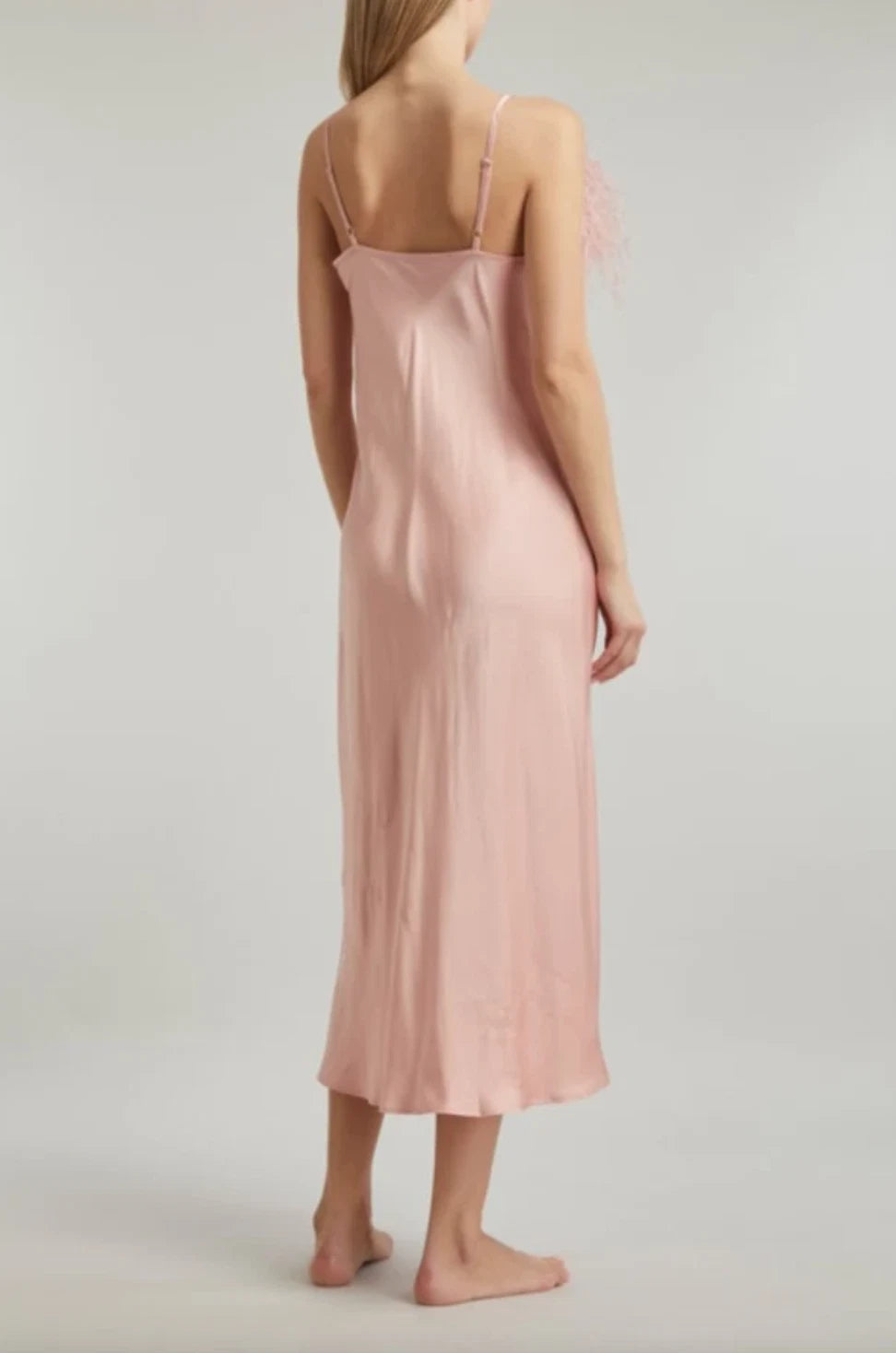 Sleeper Boheme feather-trim slip dress