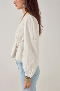 White Wrap Embroidered Salma Blouse