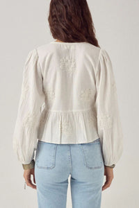 White Wrap Embroidered Salma Blouse